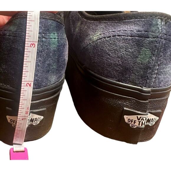Vans Women's Authentic Stacked Velvet Plaid Green Black Platform Shoes 6/7.5 - Picture 6 of 8